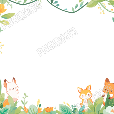 可愛動(dòng)物邊框高清PNG插畫