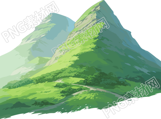山卡通透明背景插画