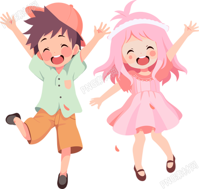 男孩女孩卡通插圖