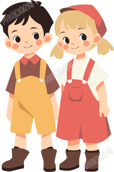 男孩女孩卡通插畫(huà)