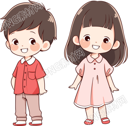 男孩女孩卡通简洁插画