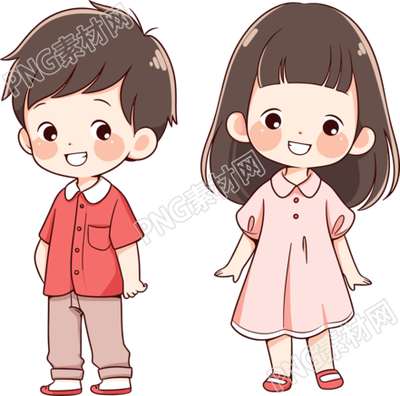 男孩女孩卡通簡(jiǎn)潔插畫(huà)
