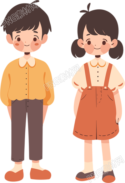 男孩女孩卡通簡(jiǎn)約向量插畫(huà)