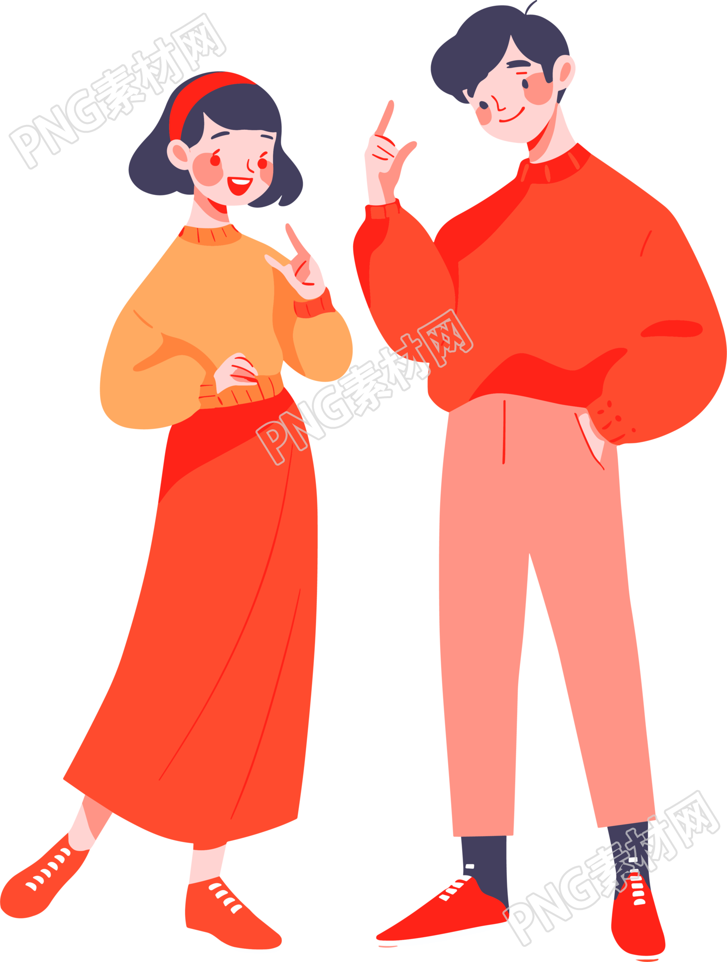 男孩女孩卡通矢量插画