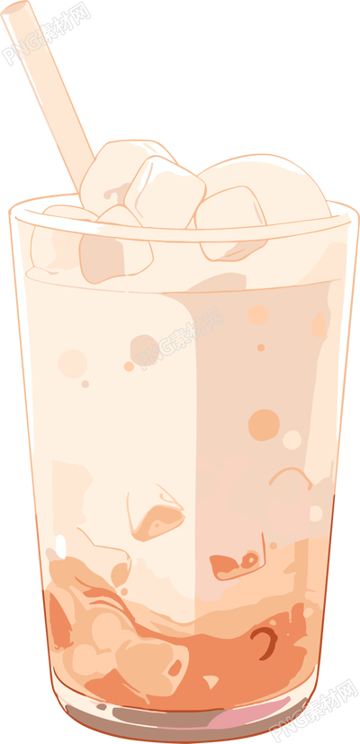 奶茶透明背景插畫