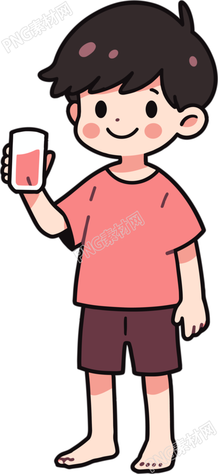 拿水杯的男生插图