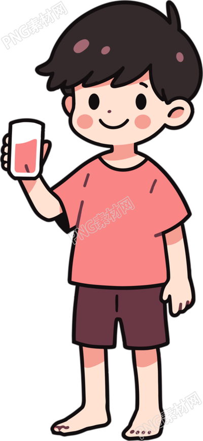 拿水杯的男生插圖