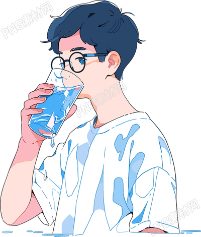 拿水杯的男生插畫設(shè)計(jì)元素