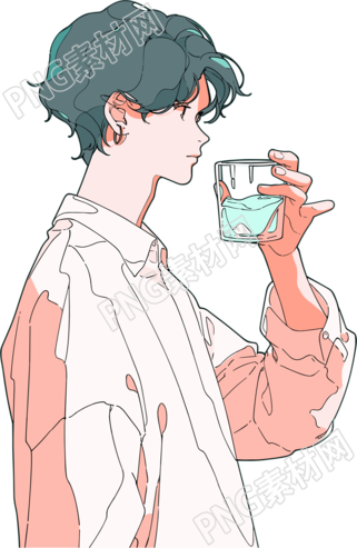 拿水杯的男生元素