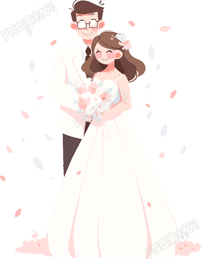 婚礼新人简约插画