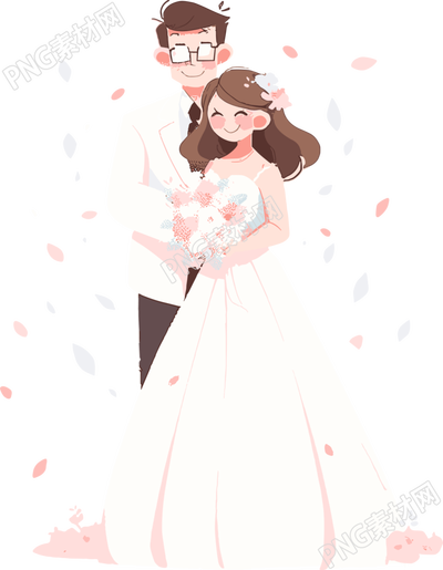 婚禮新人簡約插畫