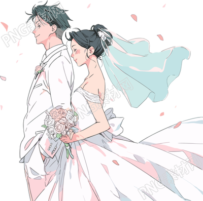 婚禮新人插畫素材