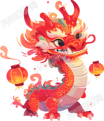 中國龍簡單中國新年插畫