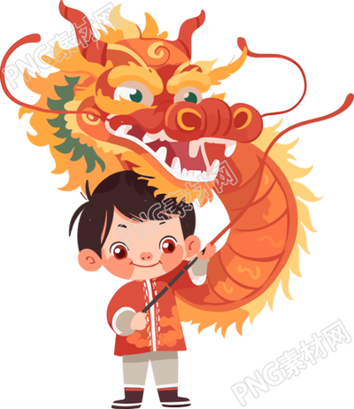 舞龍卡通可愛素材