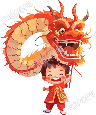 舞龍簡筆畫插圖