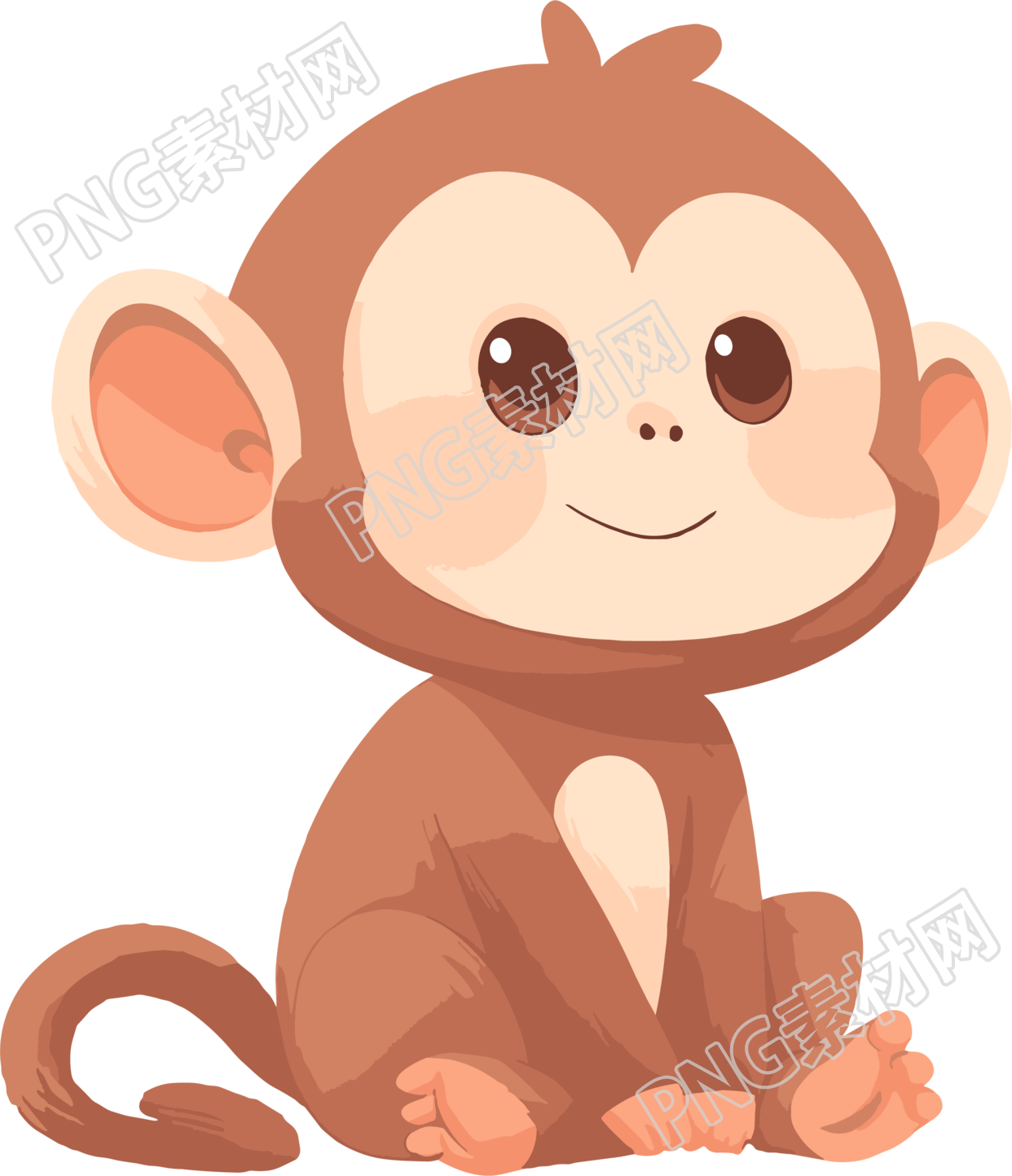 猴子卡通透明背景插画