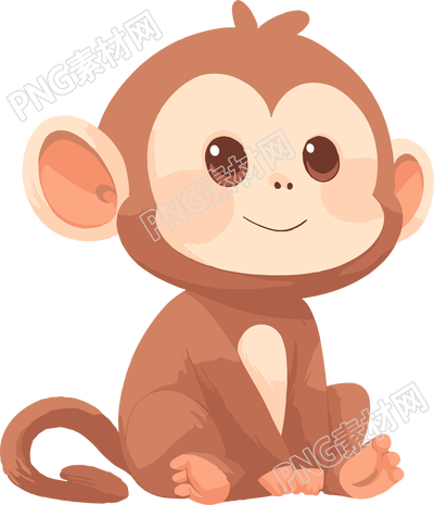 猴子卡通透明背景插畫