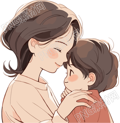 母親與孩子簡約插畫