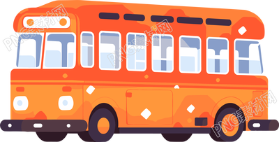 公交車卡通透明背景插圖