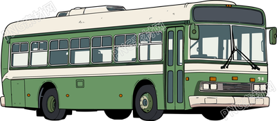 公交車卡通簡潔扁平素材