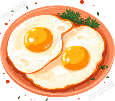 煎雞蛋扁平插畫