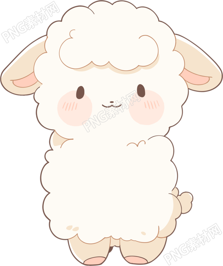 小羊卡通透明背景插画