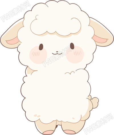 小羊卡通透明背景插畫