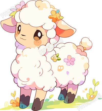 小羊卡通簡單插畫