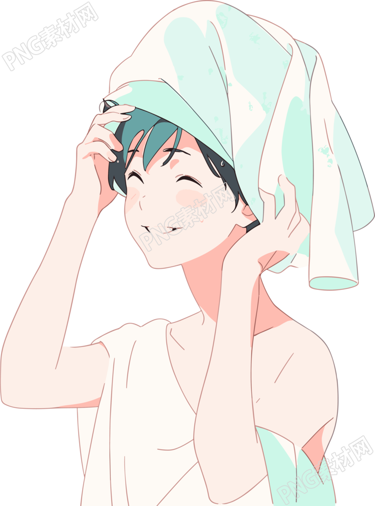 洗澡卡通极简插图