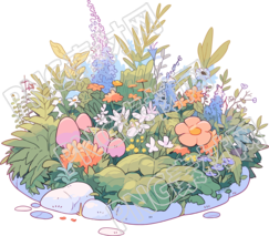 花園卡通插畫(huà)素材