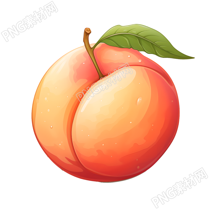 桃子卡通手绘插画