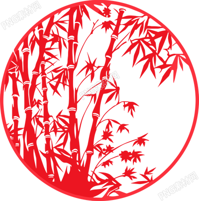 剪紙圖案竹子平面插圖