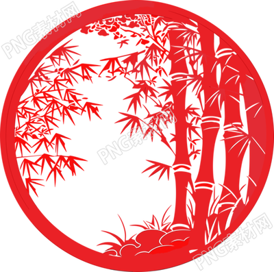 剪紙圖案竹子插畫