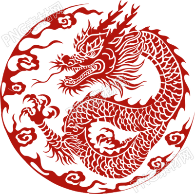 剪紙圖案中國龍素材