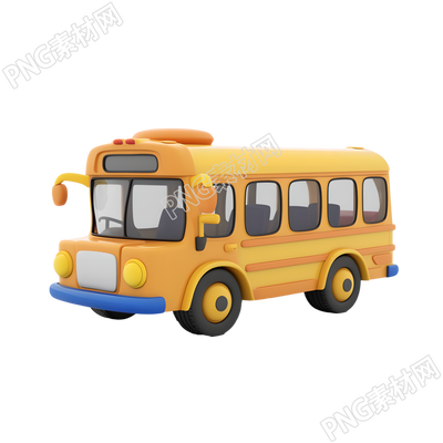 公交車卡通透明背景插圖
