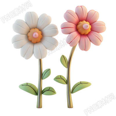 3D花卉可愛風(fēng)插畫