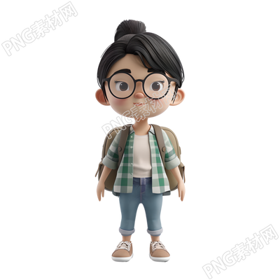 卡通學(xué)生3D商用插畫