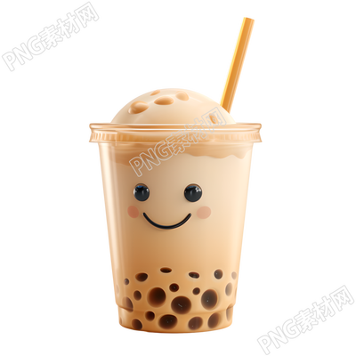 3D奶茶插畫素材