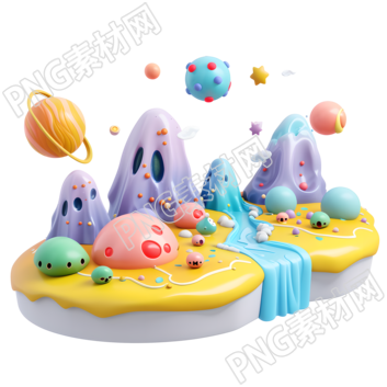 卡通星球透明背景插畫