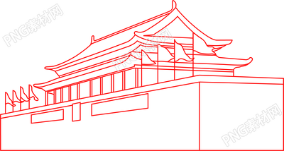 天安門線圖紅色簡(jiǎn)約素材