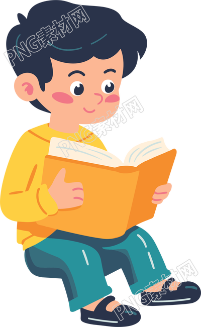 兒童閱讀透明背景插畫