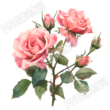 玫瑰花束扁平插圖