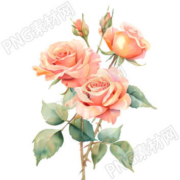 玫瑰花束平面插画
