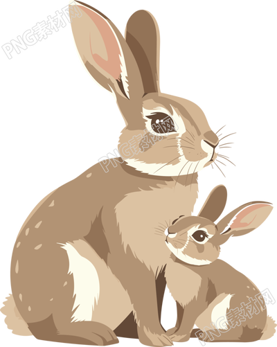 兔媽媽卡通插畫