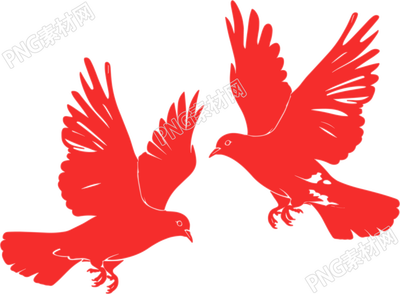 紅色和平鴿PNG插圖