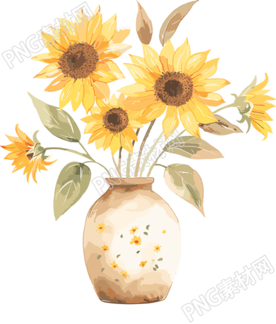 向日葵插花簡(jiǎn)潔插畫