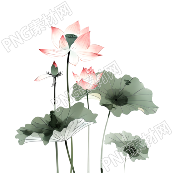 水墨荷花中國畫插畫