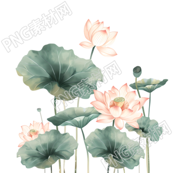 水墨荷花蓮葉素材