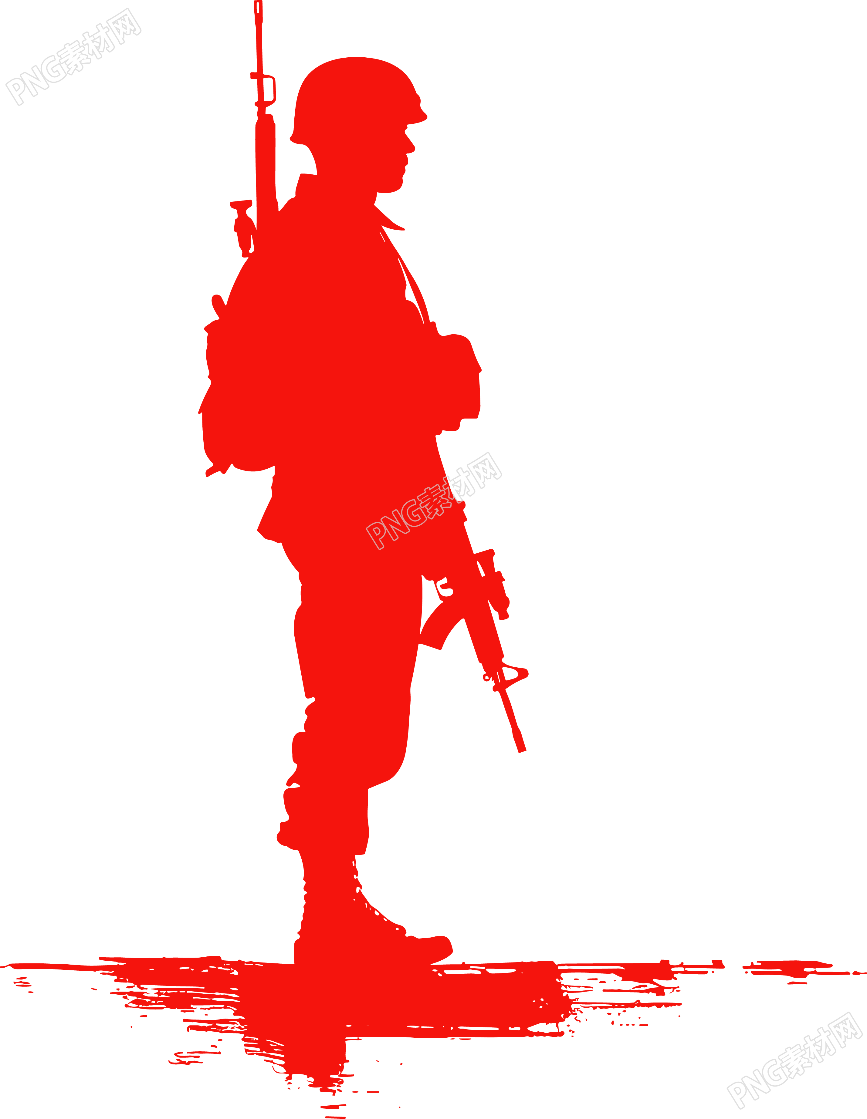 士兵剪影红色风格素材