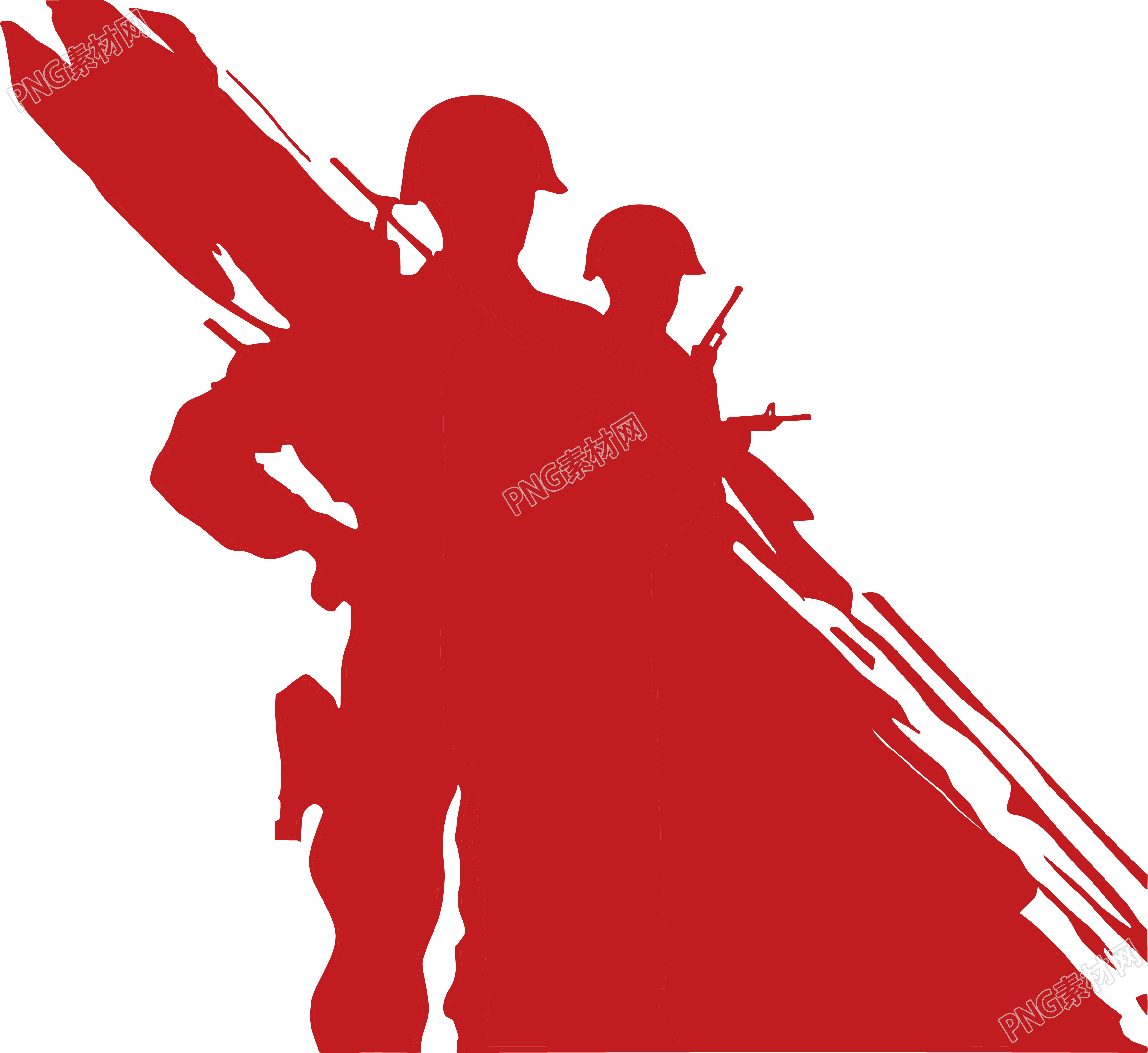 士兵剪影插画